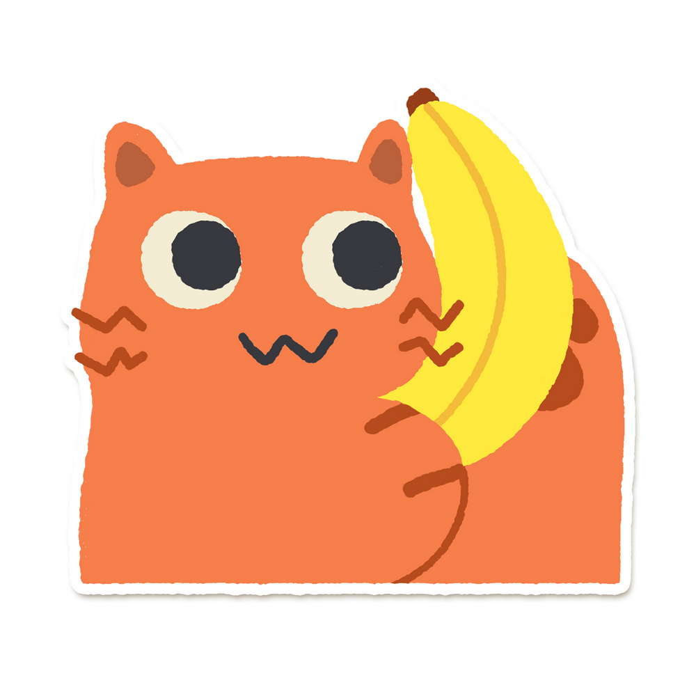Banana Phone Orange Cat Vinyl Sticker - Maofriends