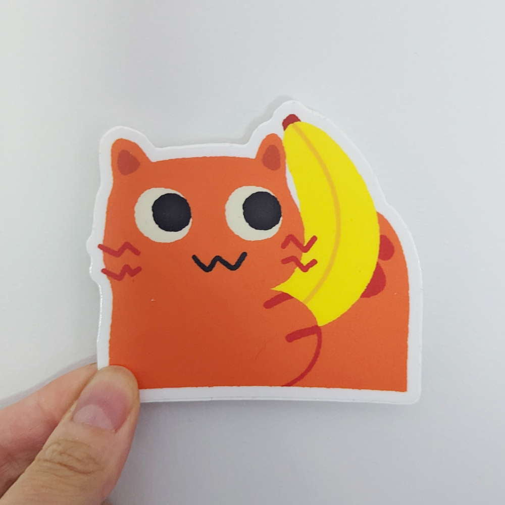 Banana Phone Orange Cat Vinyl Sticker - Maofriends