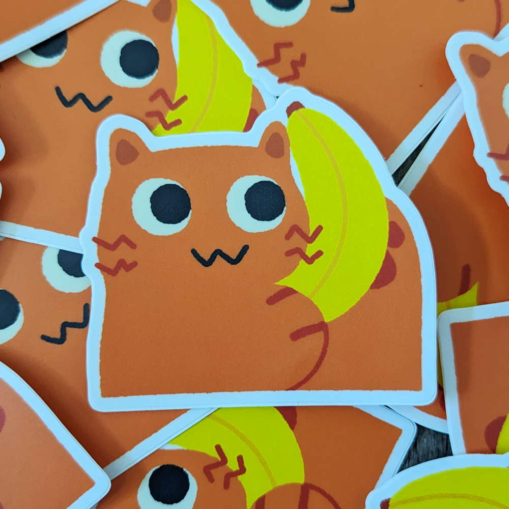 Banana Phone Orange Cat Vinyl Sticker - Maofriends