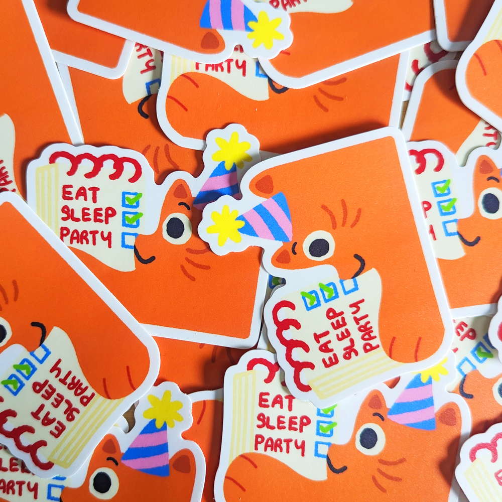 Orange Cat Party Checklist Vinyl Sticker - Maofriends