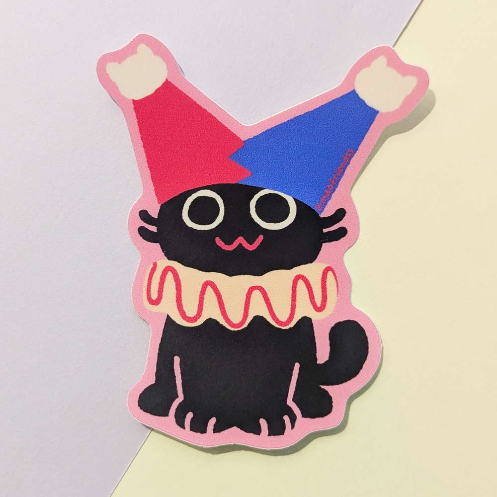 Clown Black Cat Kiki Vinyl Sticker - Maofriends