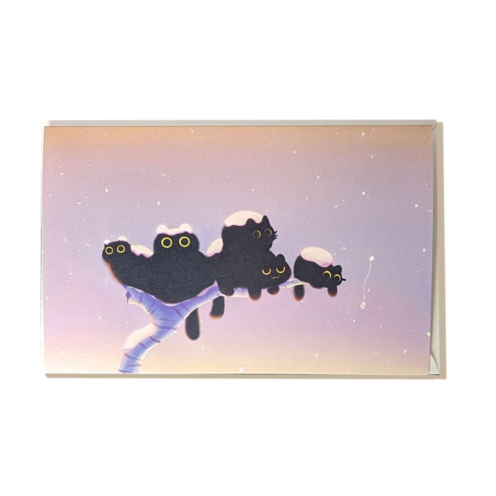 Morning Black Crow Cats Kitty Card - Maofriends