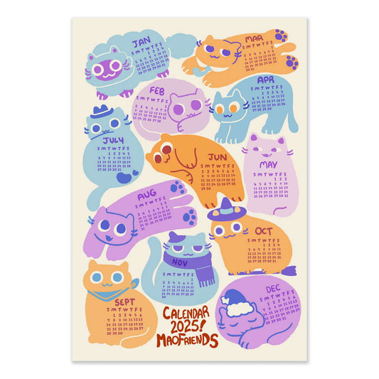2025 Maofriends Calendar Cat print - Maofriends
