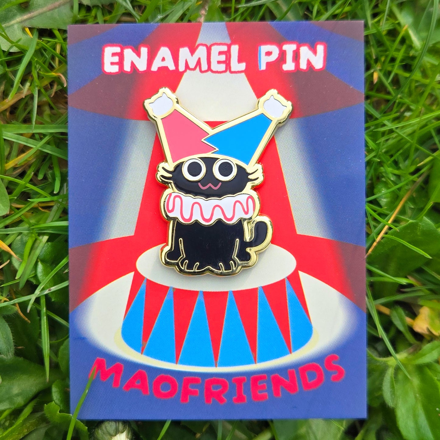 Clown Black Cat Enamel Pin
