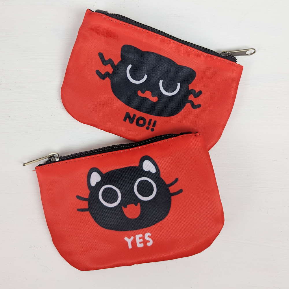 Black Cat YES OR NO Trinket Wallet Pouch - Maofriends