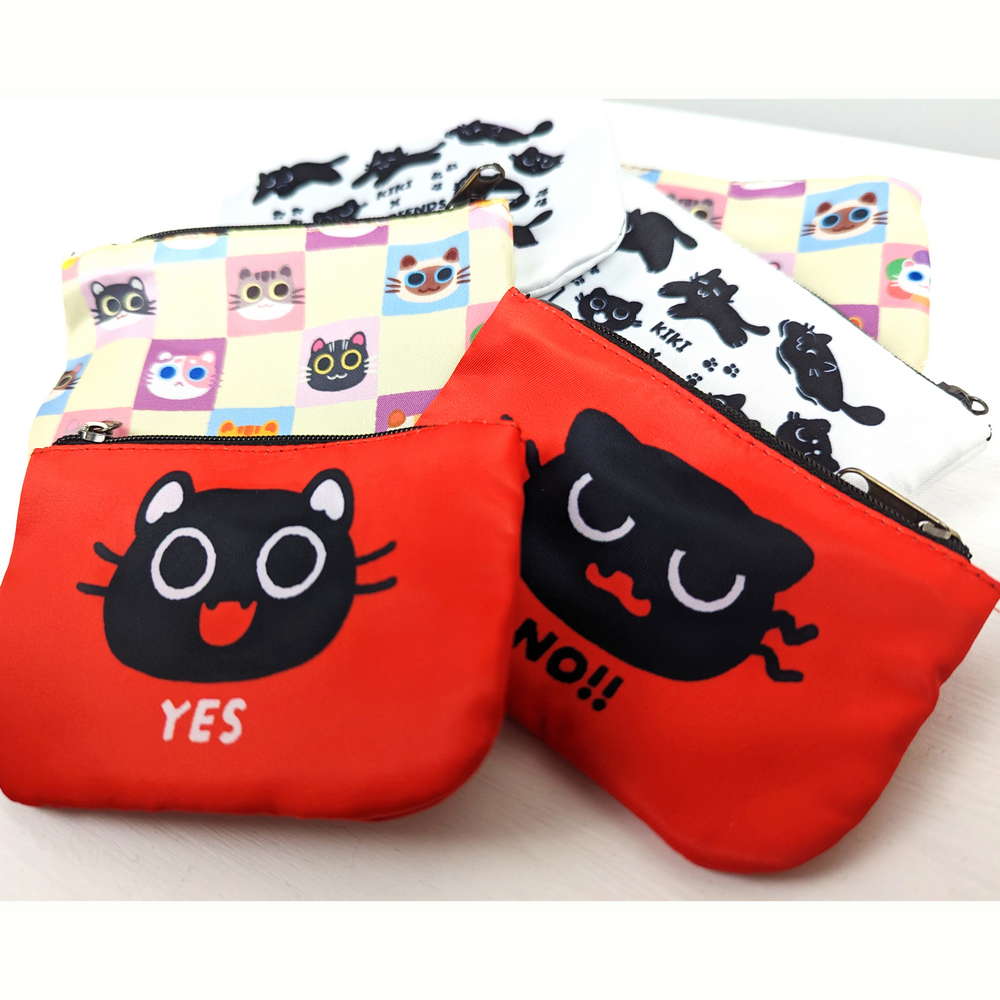 Black Cat YES OR NO Trinket Wallet Pouch - Maofriends