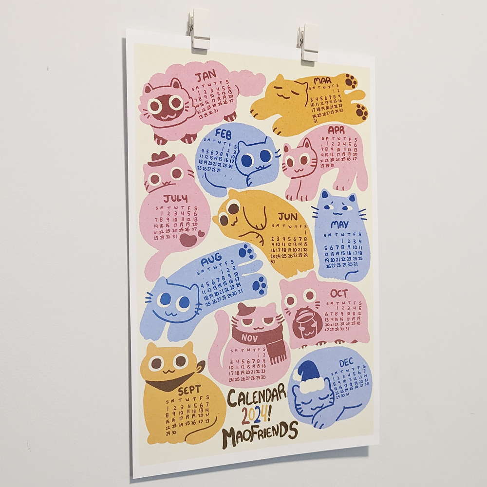 2024 Maofriends Calendar Cat print - Maofriends