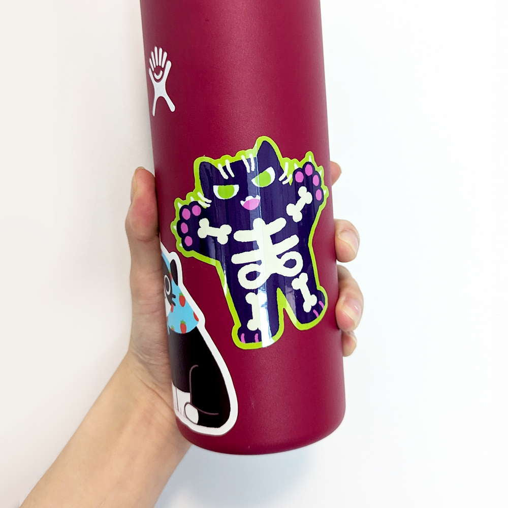 Skeleton Halloween Cat Vinyl Sticker - Maofriends