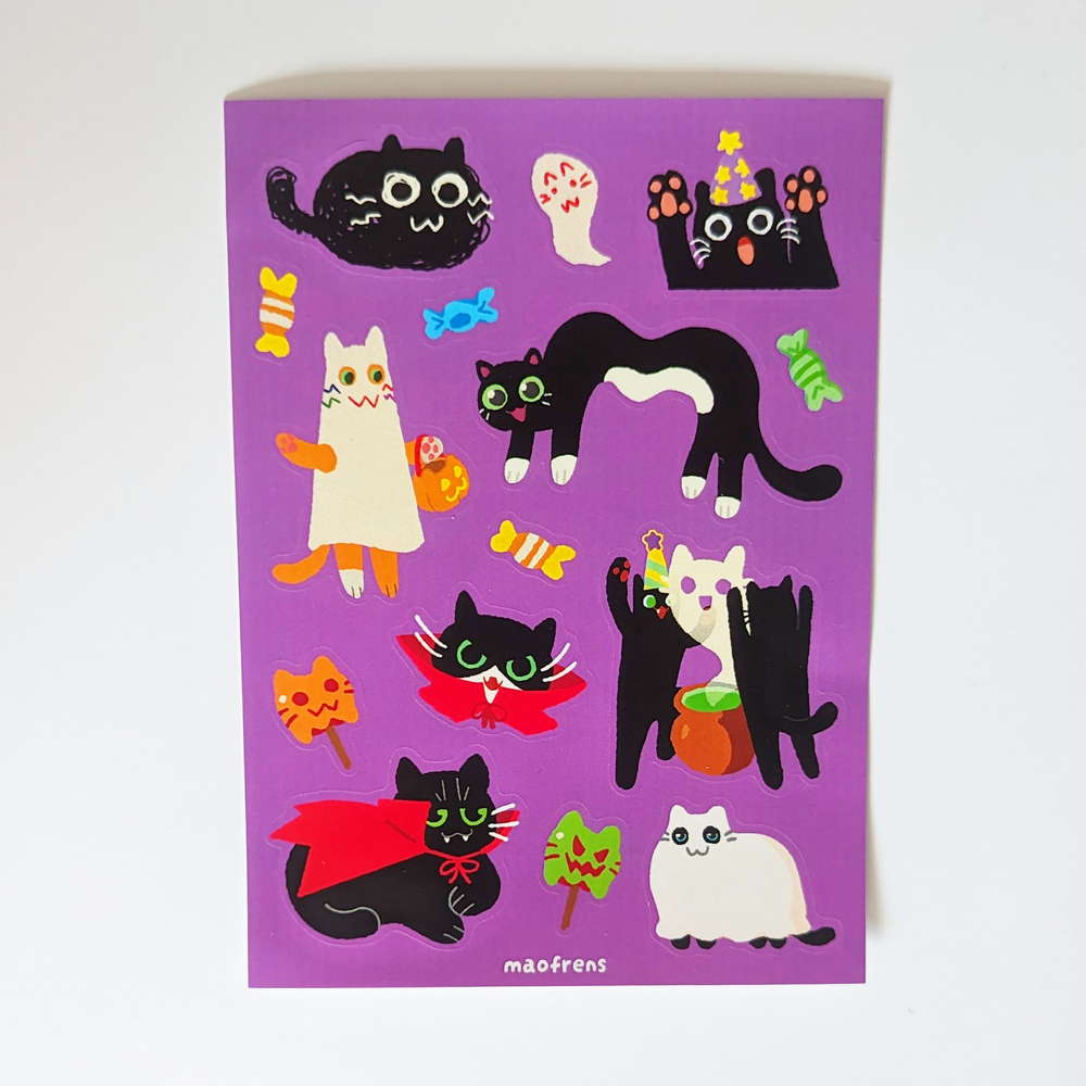 Spooky Cat Sticker Sheet - Maofriends