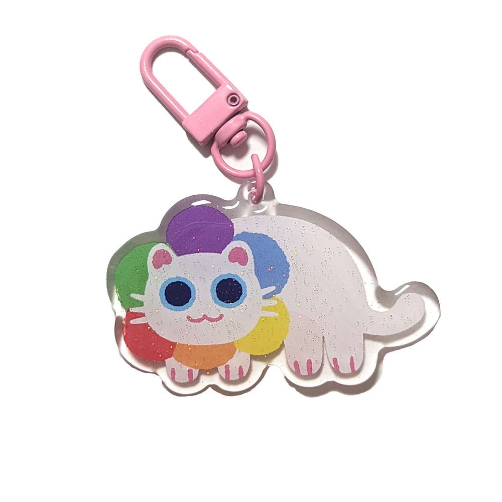 Keychain Rainbow White Cat - Maofriends