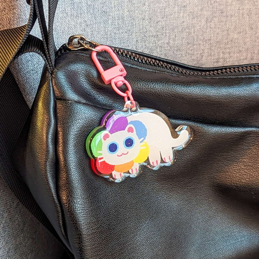 Keychain Rainbow White Cat - Maofriends