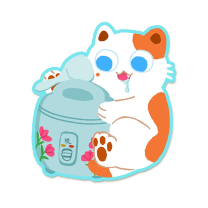 Rice cooker and Cat Vinyl Sticker - Maofriends