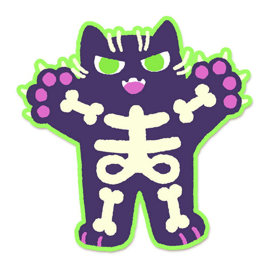 Skeleton Halloween Cat Vinyl Sticker - Maofriends