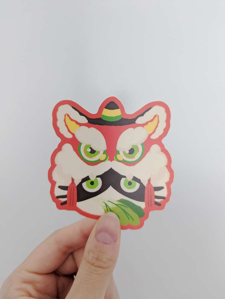 Lion dance Tuxedo Cat Vinyl Sticker - Maofriends