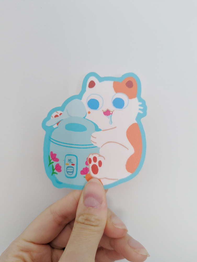 Rice cooker and Cat Vinyl Sticker - Maofriends