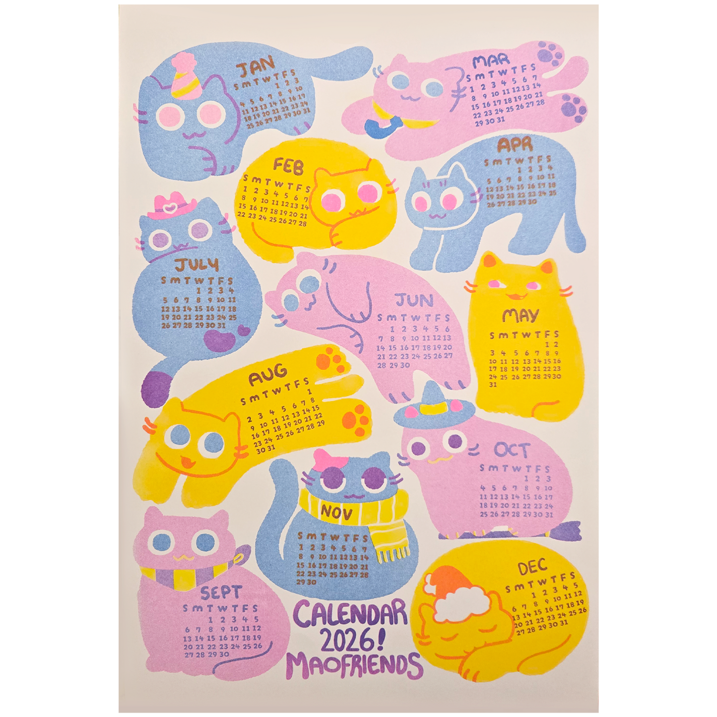 2026 Maofriends Calendar Cat print