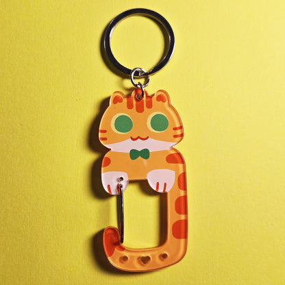 Orange Tabby Cat Carabiner Keychain