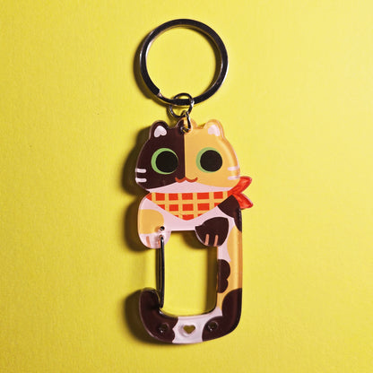 Cowboy Calico Cat Carabiner Keychain