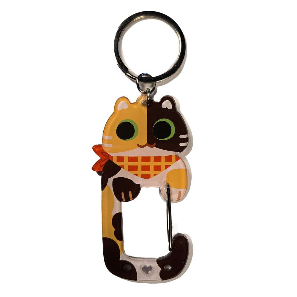 Cowboy Calico Cat Carabiner Keychain