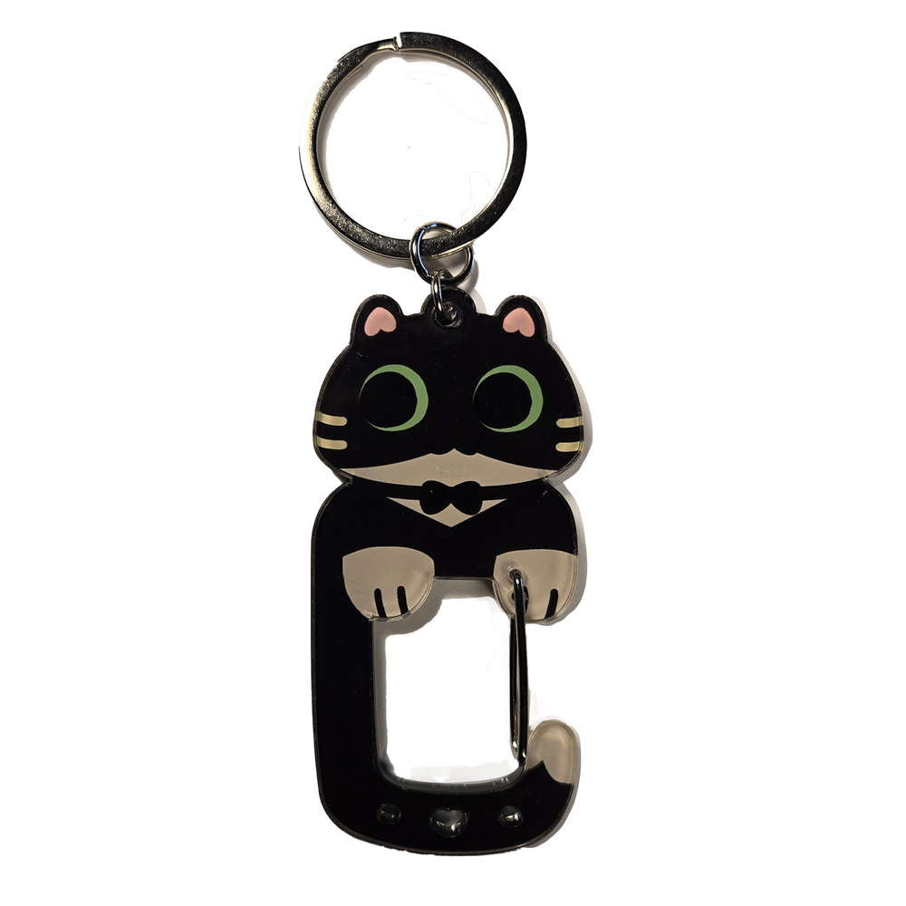 Black Tuxedo Cat Carabiner Keychain