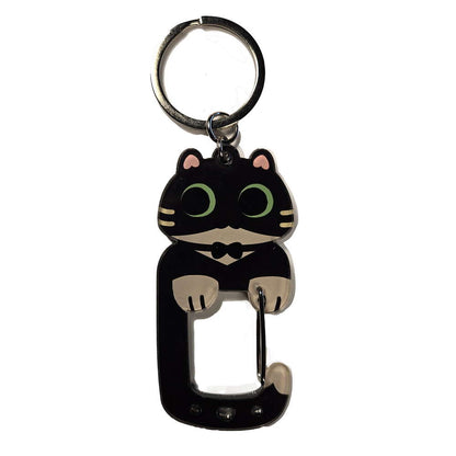 Black Tuxedo Cat Carabiner Keychain