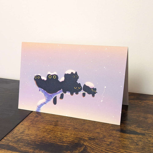 Morning Black Crow Cats Kitty Card - Maofriends