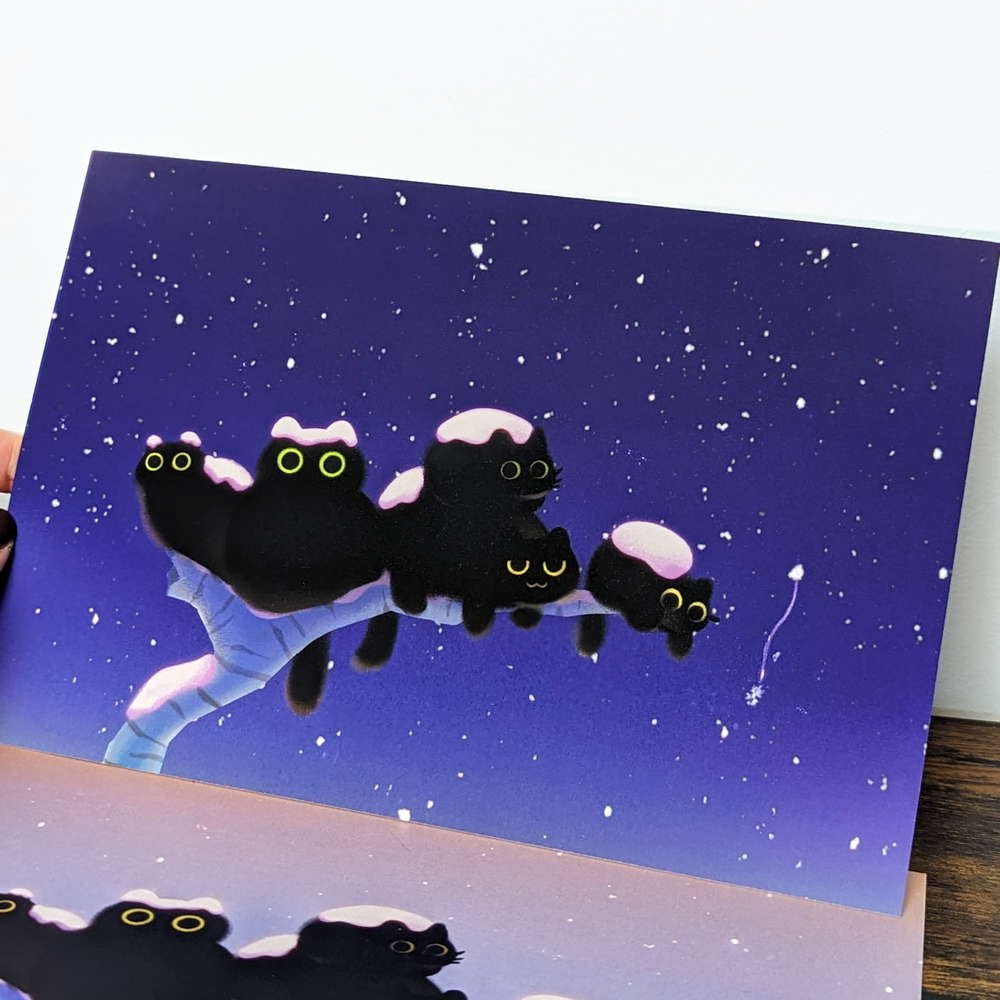 Night Time Black Crow Cats Kitty Print - Maofriends