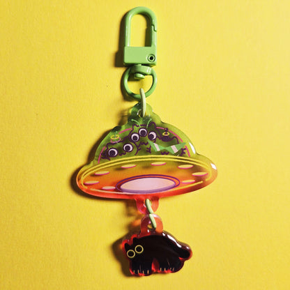 Hanging Alien Cat Keychain