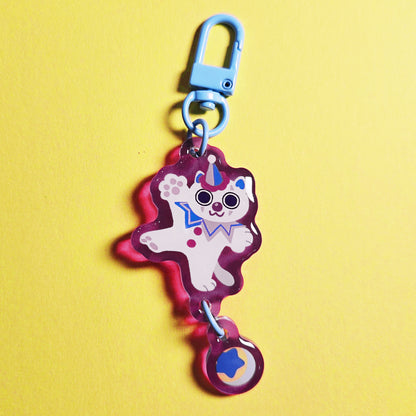 Hanging Jester Cat Keychain