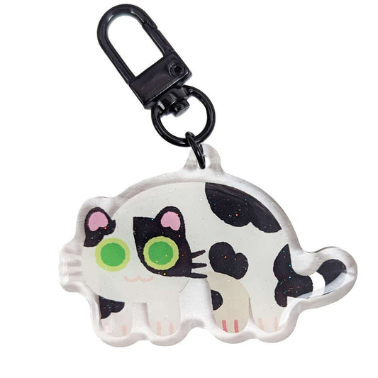 Keychain Black White Cow Cat - Maofriends