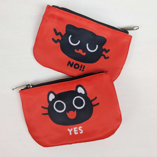 Black Cat YES OR NO Trinket Wallet Pouch - Maofriends