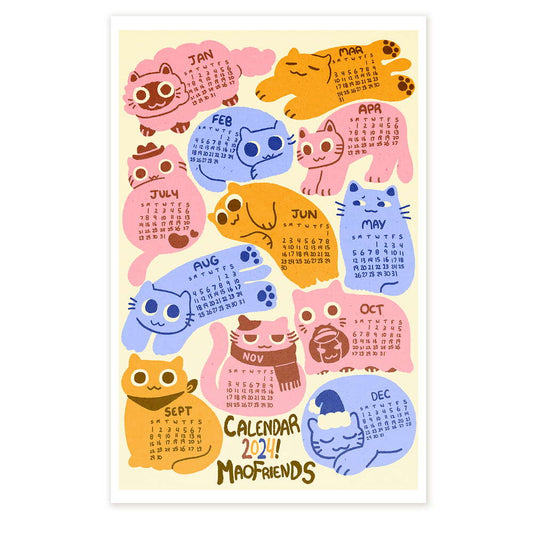 2024 Maofriends Calendar Cat print - Maofriends