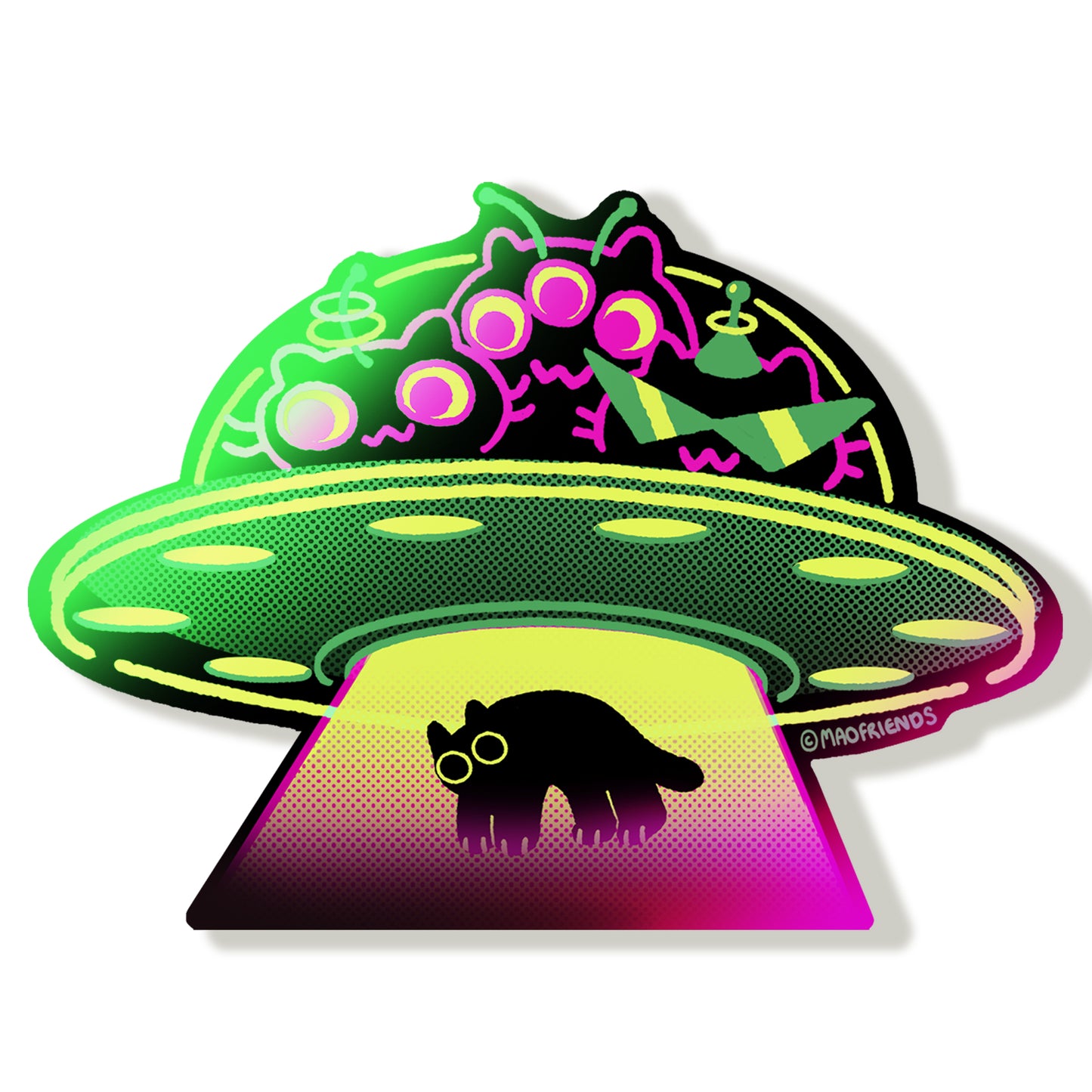 Holographic Alien Cat Vinyl Sticker