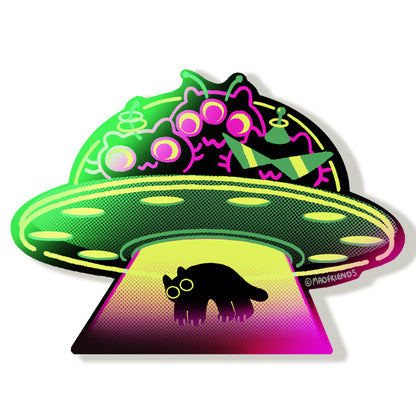 Holographic Alien Cat Vinyl Sticker
