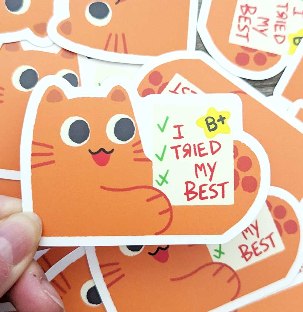 I tried Orange Cat Vinyl Sticker - Maofriends