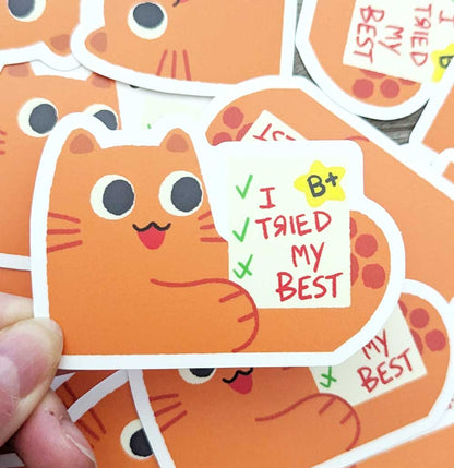 I tried Orange Cat Vinyl Sticker - Maofriends