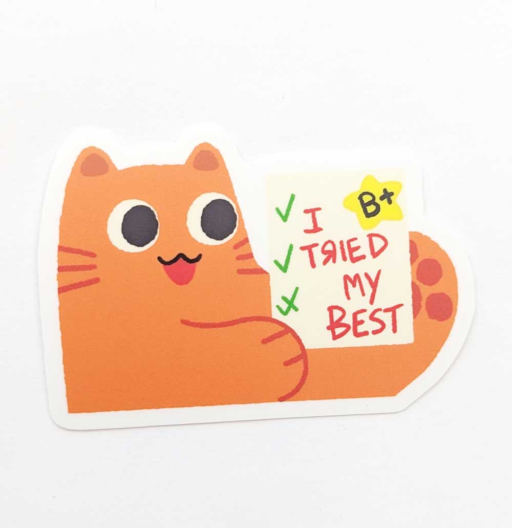 I tried Orange Cat Vinyl Sticker - Maofriends