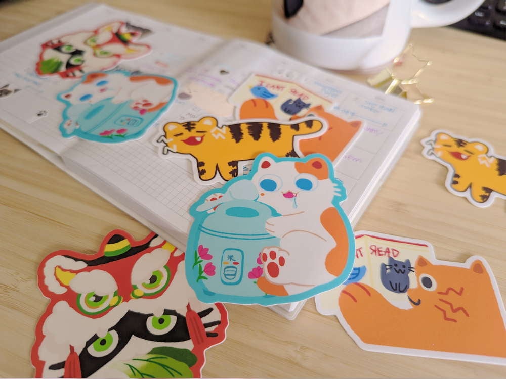 Lion dance Tuxedo Cat Vinyl Sticker - Maofriends