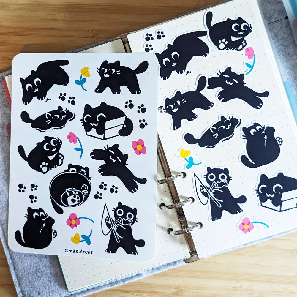 Kiki Black Cat Sticker Sheet - Maofriends